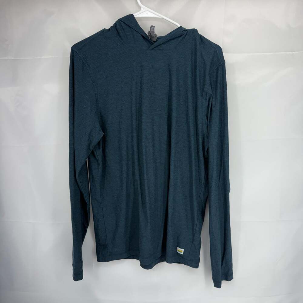 Vuori Men M Strato Tech Hoodie Pullover Long Sleeve Navy Heather Activewear Top